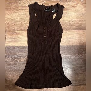 Moda International Feather Weight Ribs brown fairy tank top